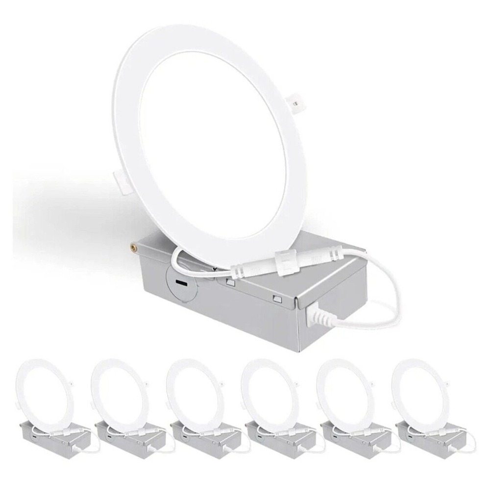 6 Inch LED Recessed Lighting & Junction Box, 6-Pack 12W, 5%-100% Dimmable by Anc